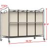 Simple Houseware 4-Bag Heavy Duty Laundry Sorter Rolling Cart, Silver(Chrome)