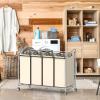 Simple Houseware 4-Bag Heavy Duty Laundry Sorter Rolling Cart, Silver(Chrome)