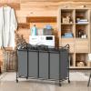 Simple Houseware 4-Bag Heavy Duty Laundry Sorter Rolling Cart, Silver(Dark Grey)