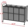 Simple Houseware 4-Bag Heavy Duty Laundry Sorter Rolling Cart, Silver(Dark Grey)