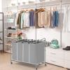 Simple Houseware 4-Bag Heavy Duty Laundry Sorter Rolling Cart, Silver(Silver)