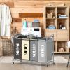 Simple Houseware 4-Bag Heavy Duty Laundry Sorter Rolling Cart, Silver(Silver/Assorted)