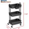 Simple Houseware 4-Tier Multifunctional Rolling Utility Cart with Hanging Buckets, White(Black)