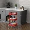 Simple Houseware 4-Tier Multifunctional Rolling Utility Cart with Hanging Buckets, White(Red)