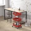 Simple Houseware 4-Tier Multifunctional Rolling Utility Cart with Hanging Buckets, White(Red)