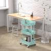 Simple Houseware 4-Tier Multifunctional Rolling Utility Cart with Hanging Buckets, White(Turqoise)