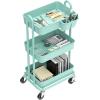 Simple Houseware 4-Tier Multifunctional Rolling Utility Cart with Hanging Buckets, White(Turqoise)