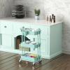 Simple Houseware 4-Tier Multifunctional Rolling Utility Cart with Hanging Buckets, White(Turqoise)