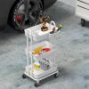 Simple Houseware 4-Tier Multifunctional Rolling Utility Cart with Hanging Buckets, White(White)