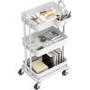 Simple Houseware 4-Tier Multifunctional Rolling Utility Cart with Hanging Buckets, White(White)