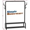 Simple Houseware 52-Inch Freestanding Closet Garment Rack with Storage Shelves and Coat/Hat Hooks, Black(Black)
