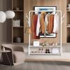 Simple Houseware 52-Inch Freestanding Closet Garment Rack with Storage Shelves and Coat/Hat Hooks, Black(White)