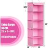 Simple Houseware 6 Shelf Hanging Closet Organizer, Gray(Pink)