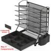Simple Houseware 6-Tier Desk Document File Tray Organizer with Supplies Sliding Drawer, Black(Black)