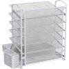 Simple Houseware 6-Tier Desk Document File Tray Organizer with Supplies Sliding Drawer, Black(Silver)