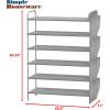 Simple Houseware 6-Tier Shoe Rack Storage Organizer w/Side Hanging Bag, Grey(Grey)