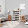Simple Houseware 6-Tier Shoe Rack Storage Organizer w/Side Hanging Bag, Grey(White)