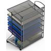 Simple Houseware 6-Tier Sliding File Organizer, Desk Letter Tray for Document and Mail Sorting, Black(Black)