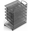 Simple Houseware 6-Tier Sliding File Organizer, Desk Letter Tray for Document and Mail Sorting, Black(Black)