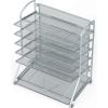 Simple Houseware 6-Tier Sliding File Organizer, Desk Letter Tray for Document and Mail Sorting, Black(Silver)