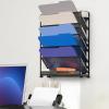 Simple Houseware 6-Tier Wall Mount Document Letter Tray Organizer, Black(Black)