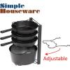 Simple Houseware 7 Adjustable Compartments Pot and Pan Organizer Rack Lid Holder, Chrome(Black)