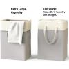 Simple Houseware 75L Collapsible Laundry Hamper, Rectangle Cotton Basket with Drawstring Closure and Handles, Gray(1 Pack)