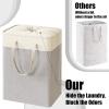 Simple Houseware 75L Collapsible Laundry Hamper, Rectangle Cotton Basket with Drawstring Closure and Handles, Gray(1 Pack)