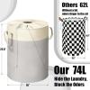 Simple Houseware 75L Collapsible Laundry Hamper, Rectangle Cotton Basket with Drawstring Closure and Handles, Gray(2-Pack)