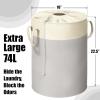 Simple Houseware 75L Collapsible Laundry Hamper, Rectangle Cotton Basket with Drawstring Closure and Handles, Gray(2-Pack)