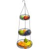 Simple Houseware Adjustable Metal Hanging Fruit Basket, Oblate, Black, 11″ W x 11″ L x 30″ H(Black)