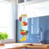 Simple Houseware Adjustable Metal Hanging Fruit Basket, Oblate, Black, 11″ W x 11″ L x 30″ H(Chrome)
