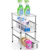 Simple Houseware Chrome Metal Stackable Storage Rack, 16.75 in L x 10.8 in W x 10.25 in H(Chrome)