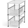 Simple Houseware Chrome Metal Stackable Storage Rack, 16.75 in L x 10.8 in W x 10.25 in H(Chrome)