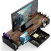 Simple Houseware Desk Dual Monitor Stand Riser with Drawer, Black(Rustic Brown)
