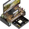 Simple Houseware Desk Monitor Stand Riser with Adjustable Organizer tray, Black(Rustic Brown)