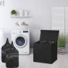 Simple Houseware Double Laundry Hamper with Lid and Removable Bags, Black(Black)