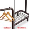 Simple Houseware Double Rod Clothing Garment Rack with Bottom Shelves, White(Bronze)