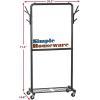 Simple Houseware Double Rod Garment Rack with Wheels and Hooks, Black