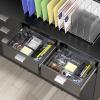 Simple Houseware Drawer Organizer Tray with 9 Adjustable Compartments, Black(Clear)