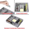 Simple Houseware Drawer Organizer Tray with 9 Adjustable Compartments, Black(Gray)