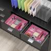 Simple Houseware Drawer Organizer Tray with 9 Adjustable Compartments, Black(Pink)