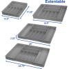 Simple Houseware Expandable Kitchen Drawer Flatware Organizer, Black/Gray(Gray)