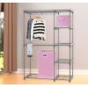 Simple Houseware Foldable Closet Laundry Hamper Basket, Black(Pink)