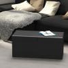 Simple Houseware Foldable Faux Leather Storage Ottoman Bench, Black