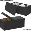 Simple Houseware Foldable Faux Leather Storage Ottoman Bench, Black
