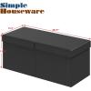 Simple Houseware Foldable Faux Leather Storage Ottoman Bench, Black