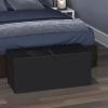 Simple Houseware Foldable Faux Leather Storage Ottoman Bench, Black