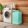 Simple Houseware Foldable Laundry Hamper Basket with Lid, Black(Turquoise)