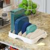 Simple Houseware Food Container Lid Organizer, Adjustable Dividers Lids Storage, 10”x8”, White(Large – 13.25” x 10.5”)